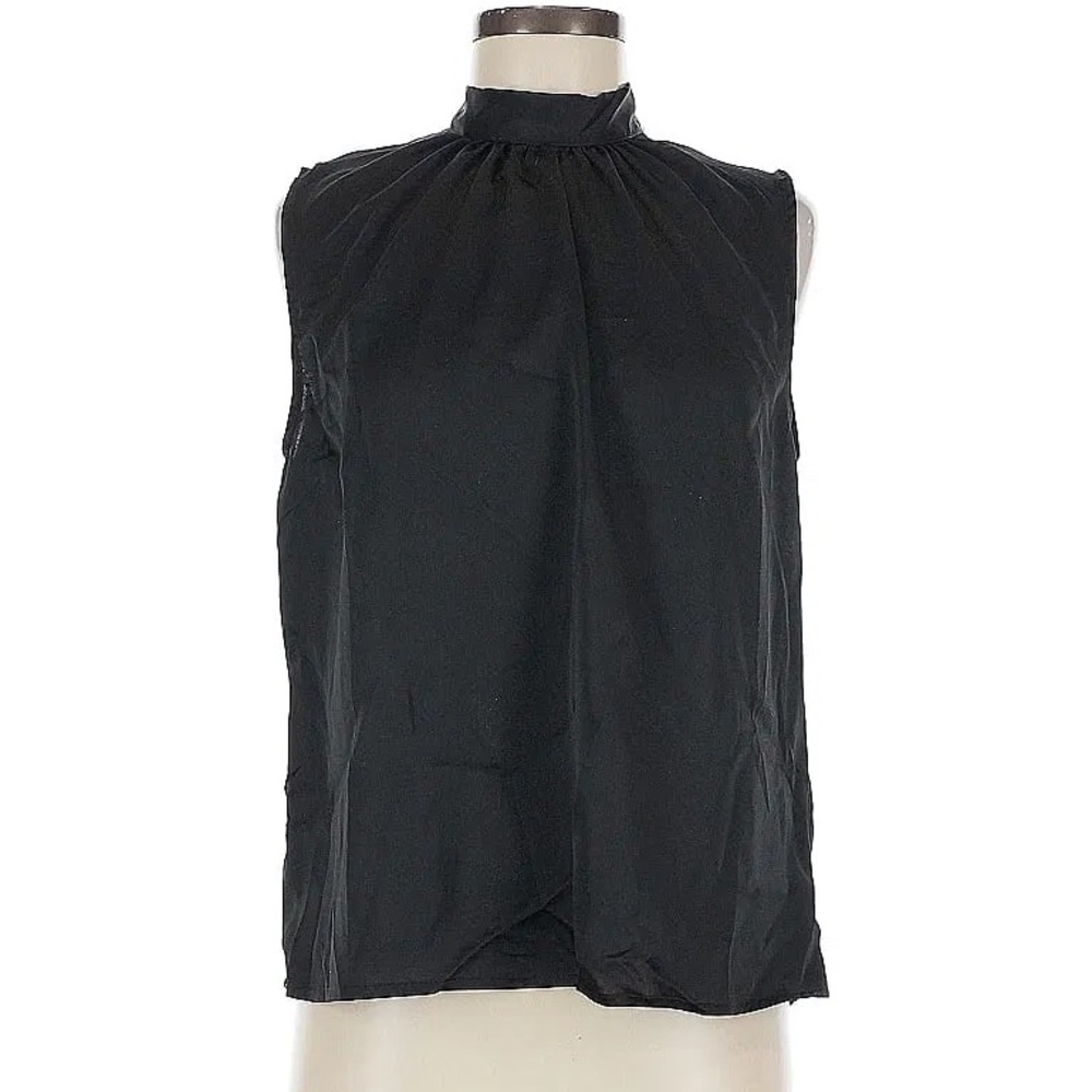 WhoWhatWear Black Sleeveless High-Neck Tie-Back Blouse 🖤‎